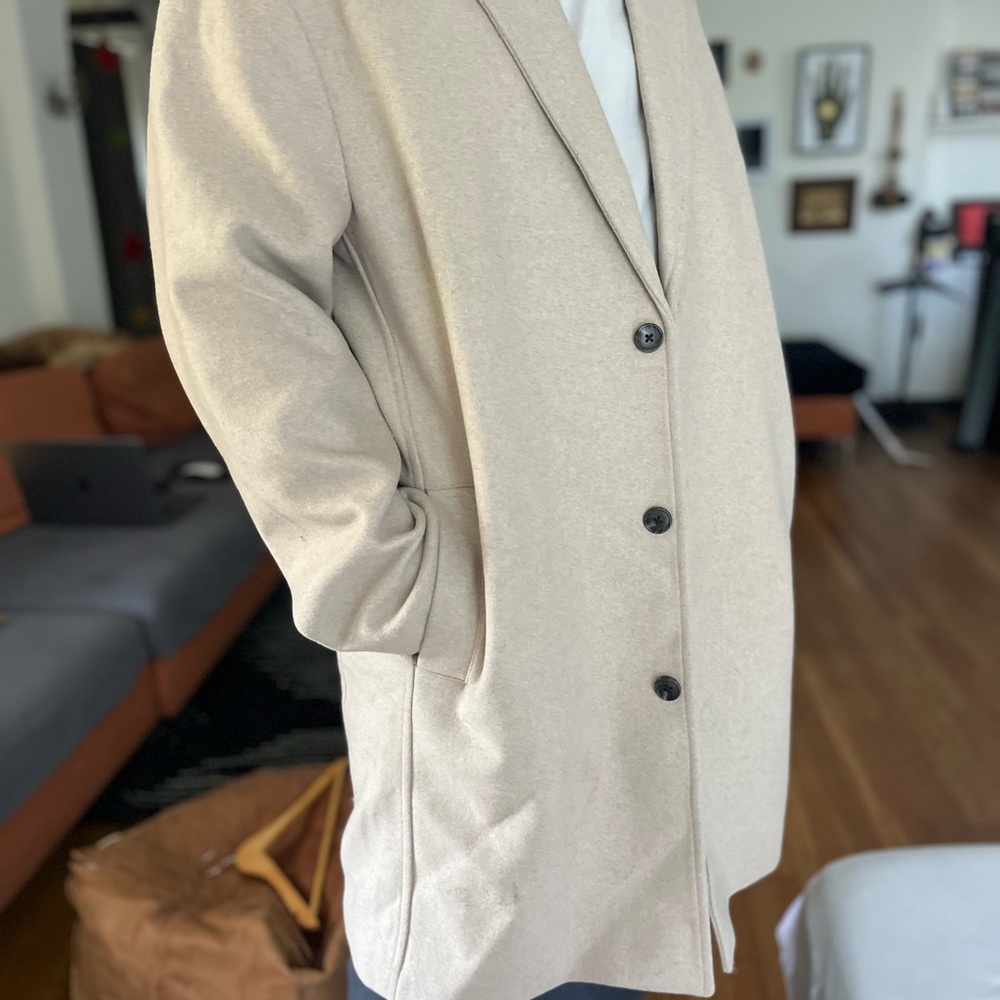 ASOS Men's Beige Wool Trench Coat